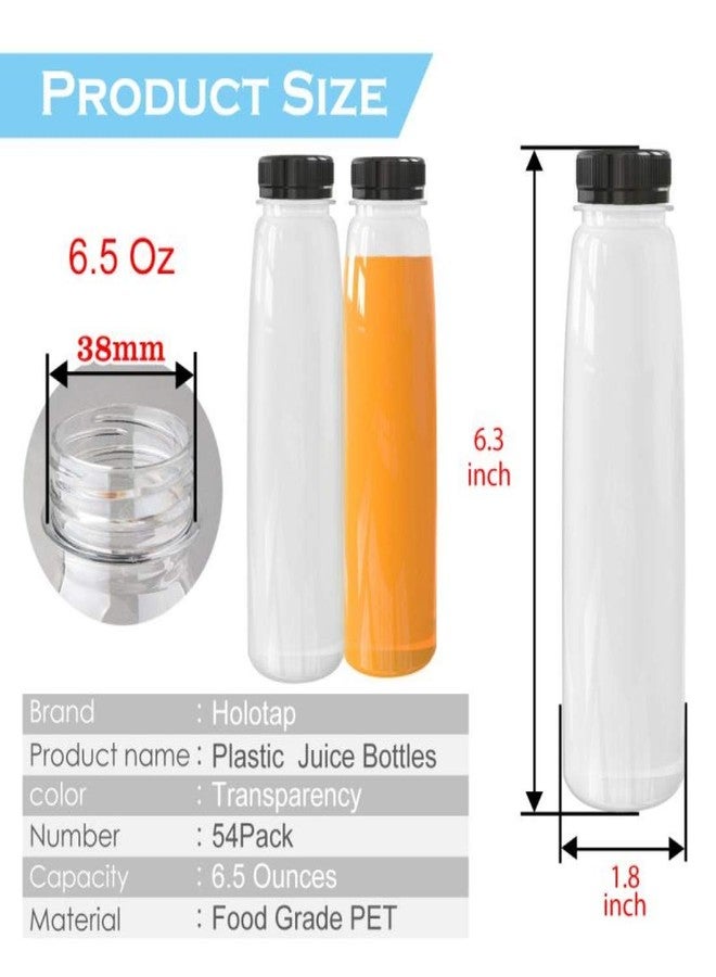 Holotap 54 Pack 7OZ Plastic Bottles with Caps, Empty PET Disposable Plastic Juice Bottles Bulk for Liquids with Black Tamper Evident Lids (7 OZ, Black) - Image 2