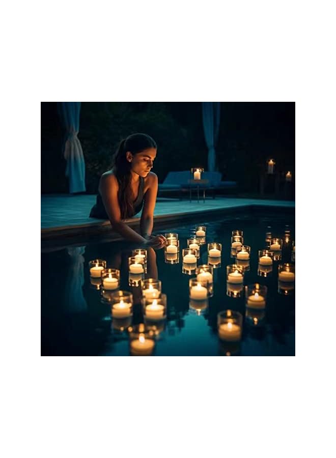 The Bros أضواء بركة عائمة، 20 قطعة أضواء شمعة عائمة مقاومة للماء لبركة السباحة، أضواء LED متوهجة خارجية للشاطئ والحديقة والفناء والعشب وحوض الاستحمام الساخن وزينة عيد الميلاد (أبيض دافئ) - Image 2