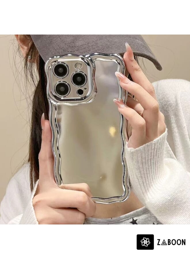 Zaboon غطاء حماية لجهاز آيفون 14 بلس بتصميم مرآة كهربائية مع موجات سيليكون - Image 4