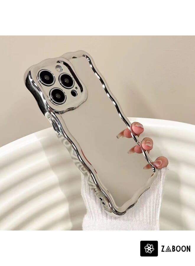 Zaboon غطاء حماية لجهاز آيفون 14 بلس بتصميم مرآة كهربائية مع موجات سيليكون - Image 3