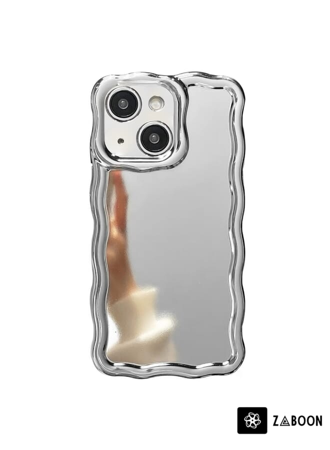 Zaboon غطاء حماية لجهاز آيفون 14 بلس بتصميم مرآة كهربائية مع موجات سيليكون - Image 1