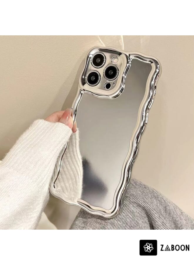 Zaboon غطاء حماية لجهاز آيفون 14 بلس بتصميم مرآة كهربائية مع موجات سيليكون - Image 2