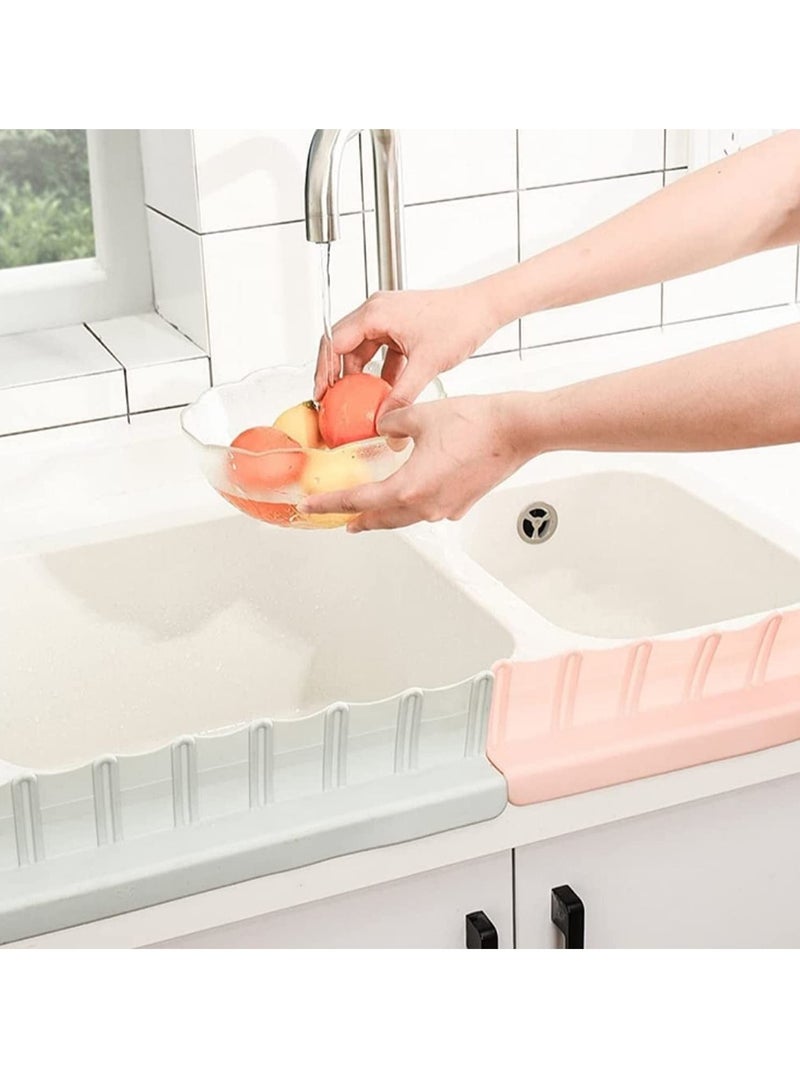 Y&D Sink Splash Guard, Food Grade Silicone Water Guard Baffle Board with Suction Cup, Proof Retaining Plate Sucker for Washing Dish Kitchen Bathroom Basin, 2PCS (green+pink) - Image 1