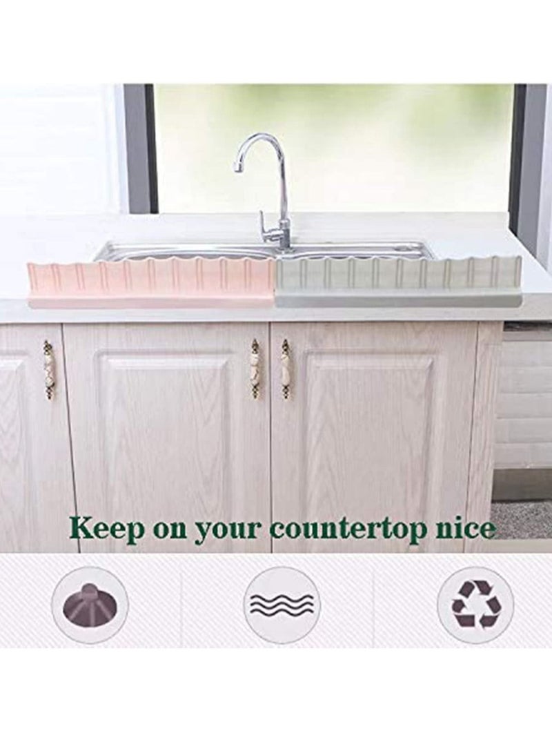 Y&D Sink Splash Guard, Food Grade Silicone Water Guard Baffle Board with Suction Cup, Proof Retaining Plate Sucker for Washing Dish Kitchen Bathroom Basin, 2PCS (green+pink) - Image 2