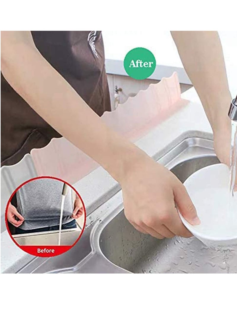 Y&D Sink Splash Guard, Food Grade Silicone Water Guard Baffle Board with Suction Cup, Proof Retaining Plate Sucker for Washing Dish Kitchen Bathroom Basin, 2PCS (green+pink) - Image 3