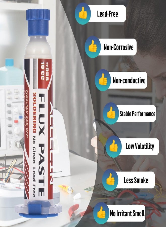 ALLECIN Pack of 5 Flux Soldering 10 ml No Clean Solder Flux Paste 10CC Rosin Solder Lead Free No Cleaning Flux Paste Solder AEC-558-SFP Solder Paste Flux - Image 3