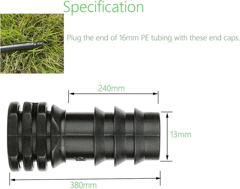 La Farah 1/2 inch Drip Irrigation Fittings, Barbed End Plug Connector Fit 1/2" Irrigation Tubing (0.52" ID x 0.65" OD), End Cap Plastic Plug Nuts - Pack of 10 - Image 2