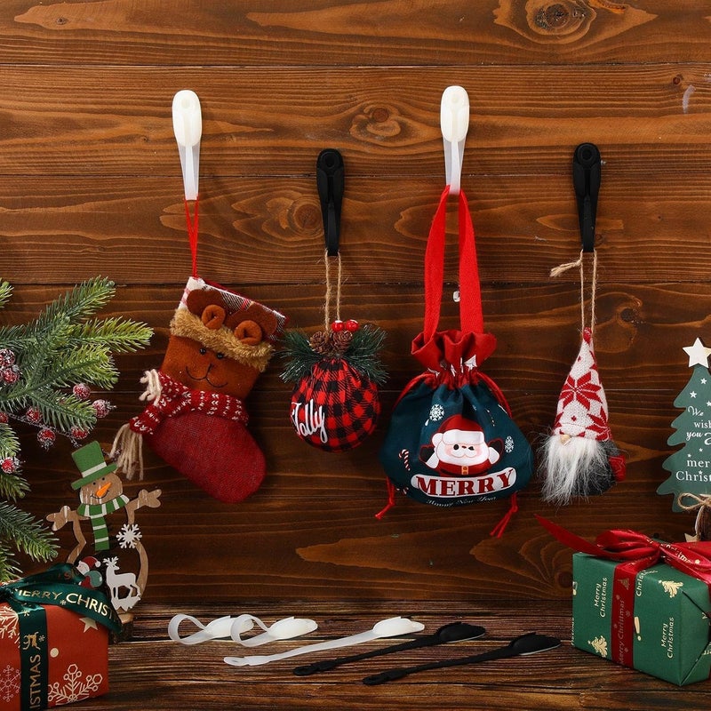 Fiada 12 Pcs Christmas Garland Hanger for Mantle Cord Bundlers Cord Organizer for Appliances, Self Adhesive Kitchen Sticky Silicone Holder Organizer for Christmas Wreath Fireplace(Black,Clear) - Image 2
