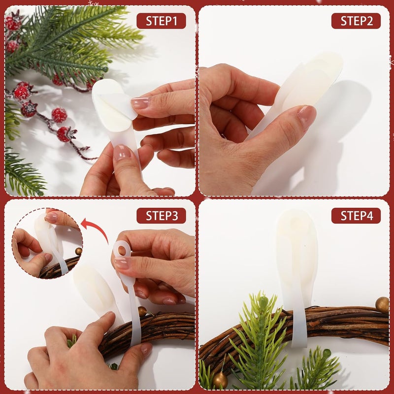 Fiada 12 Pcs Christmas Garland Hanger for Mantle Cord Bundlers Cord Organizer for Appliances, Self Adhesive Kitchen Sticky Silicone Holder Organizer for Christmas Wreath Fireplace(Black,Clear) - Image 4