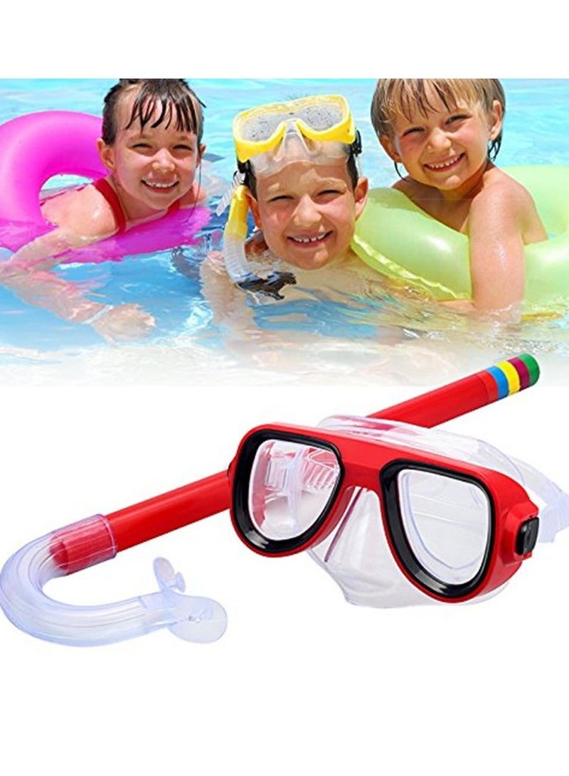 Kids Youth Water Sports Silicone Scuba Swimming Swim Diving Mask Snorkel Glasses Anti Fog Goggles Set (Red) - Image 2