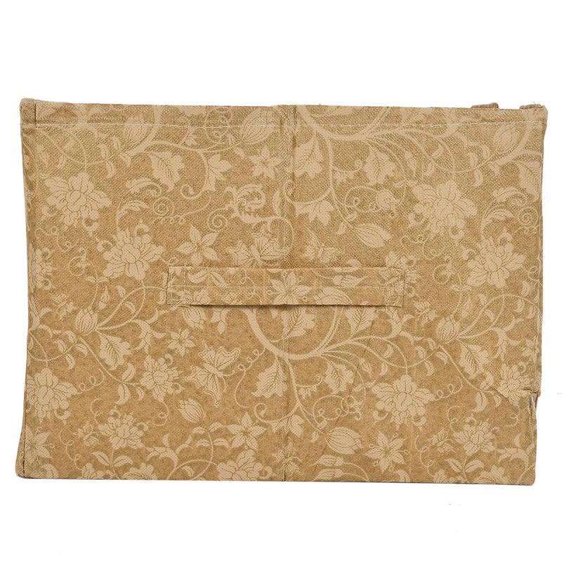 Kuber Industries Heart Home Metallic Print 2 Pieces Non Woven Shirt StackerShirt Organizer Wardrobe Organizer Beige HEART4670 Standard - Image 4