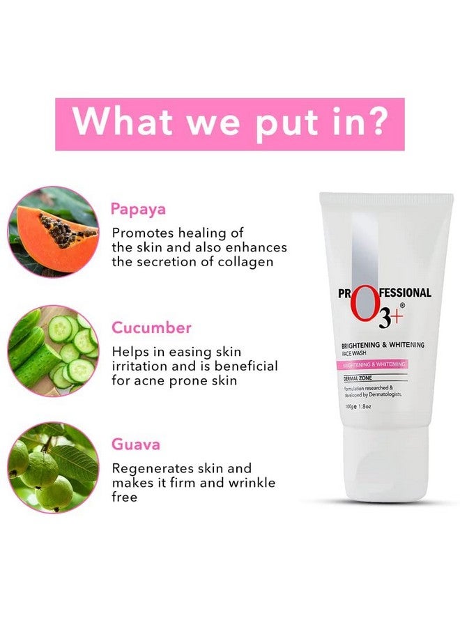 O3+ Brightening & Whitening Face Wash With Cucumber And Aloe Vera Extracts For Sensitive & All Skin Type (100Ml) - Image 5