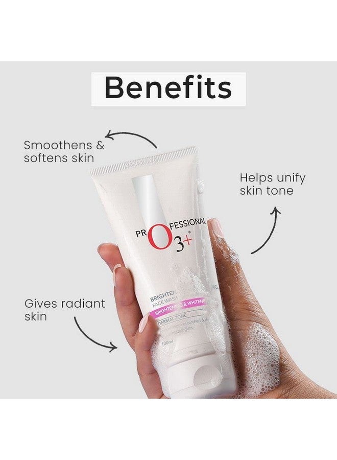 O3+ Brightening & Whitening Face Wash With Cucumber And Aloe Vera Extracts For Sensitive & All Skin Type (100Ml) - Image 3