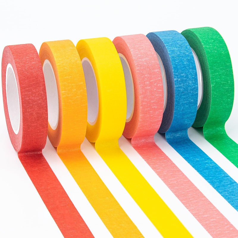 OWLKELA Colored Masking Tape 0.6" x 16 Yard Per Roll, 6 Rolls Rainbow Colors Painting Tapes, Painters Tape, Craft Tape, Labeling Tape, Paper Tape for Crafts & DIY Projects - Image 1