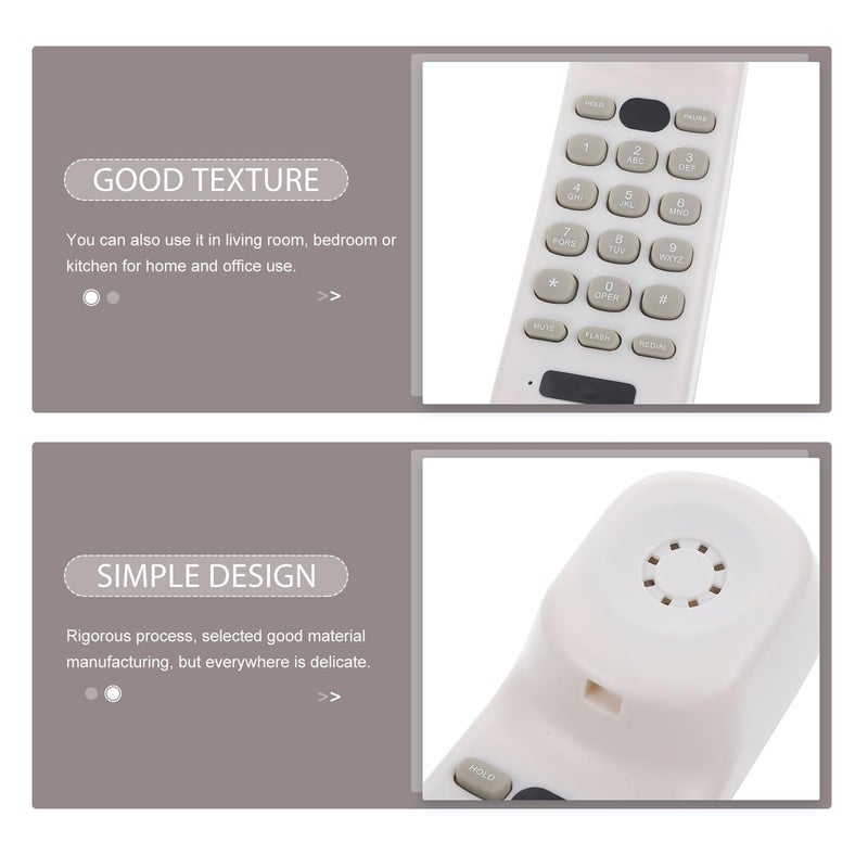 Wall Mounted Corded Telephone For Home Office Hotel With Buttons White - Image 4