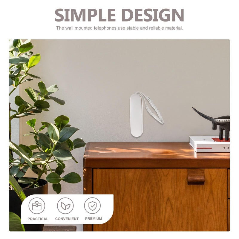Wall Mounted Corded Telephone For Home Office Hotel With Buttons White - Image 5
