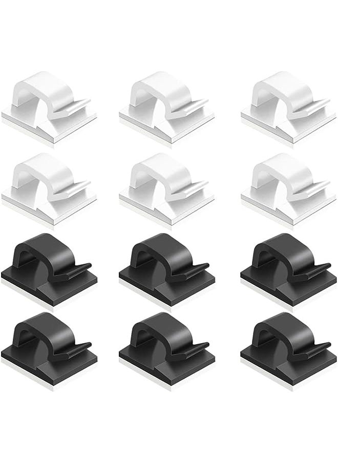 FineGood - 60 Pieces of Plastic Cord Adhesive Storage and Management Cable Clips-Black, White - Image 1