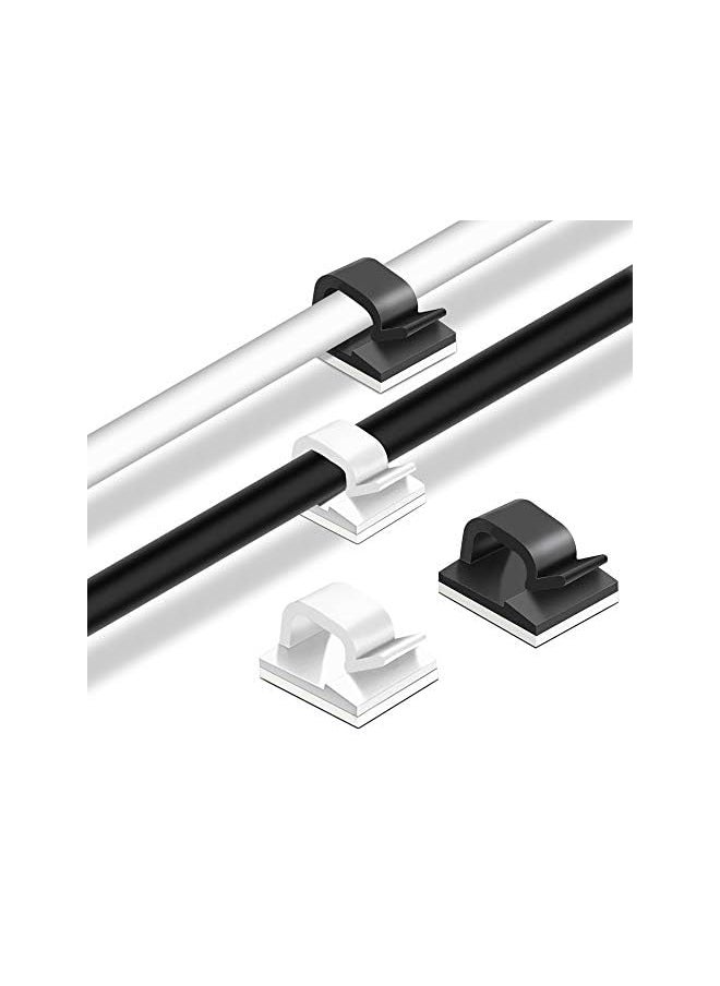 FineGood - 60 Pieces of Plastic Cord Adhesive Storage and Management Cable Clips-Black, White - Image 1