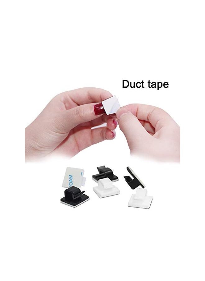 FineGood - 60 Pieces of Plastic Cord Adhesive Storage and Management Cable Clips-Black, White - Image 1