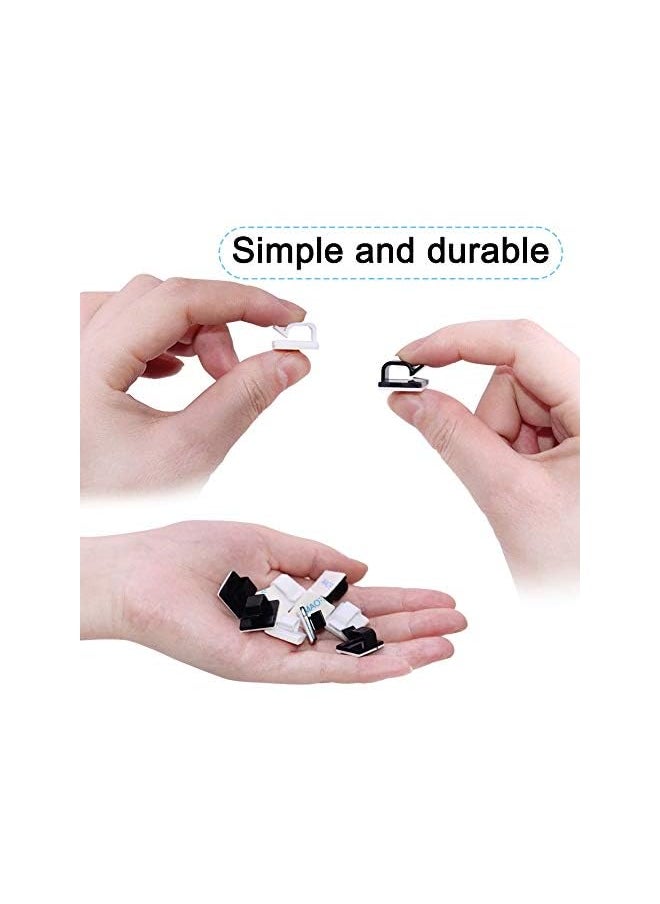 FineGood - 60 Pieces of Plastic Cord Adhesive Storage and Management Cable Clips-Black, White - Image 1