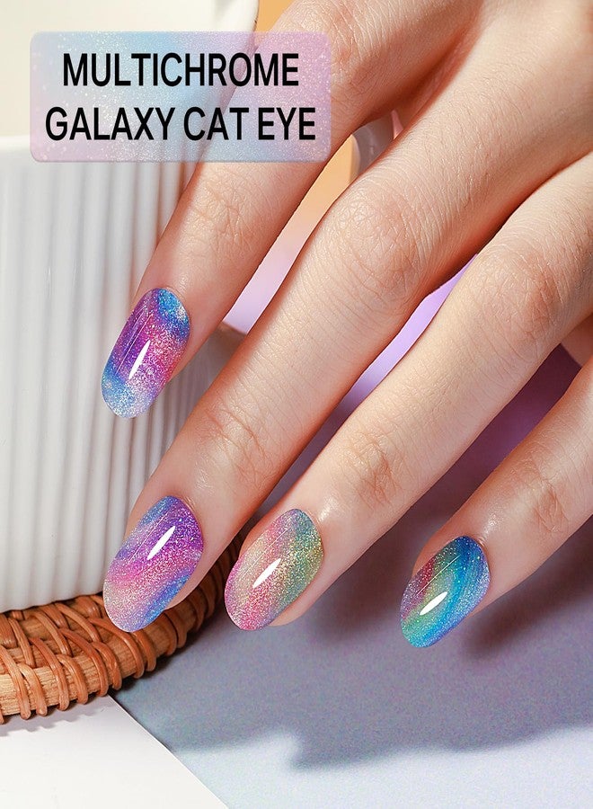 MIZHSE Semi Cured Gel Nail Strips Cat Eye Effect Multicolor, 30PCS Gel Nail Wraps, Stickers, U V Light Required, Salon Quality, Long Lasting Easy to Apply & Remove - Includes 2 Prep Pads, Nail File - Image 2