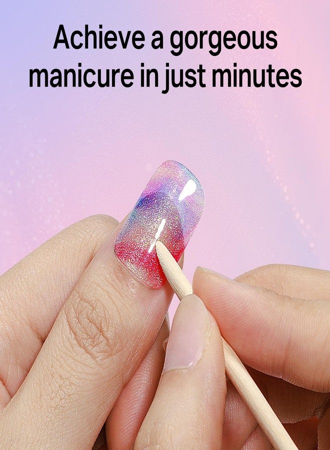 MIZHSE Semi Cured Gel Nail Strips Cat Eye Effect Multicolor, 30PCS Gel Nail Wraps, Stickers, U V Light Required, Salon Quality, Long Lasting Easy to Apply & Remove - Includes 2 Prep Pads, Nail File - Image 5