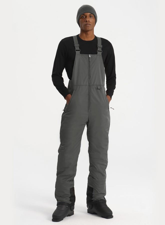 GEMYSE Men's Insulated Waterproof Ski Bib Overalls Winter Snowboarding Pants, Pure Medium Grey, L - Image 2