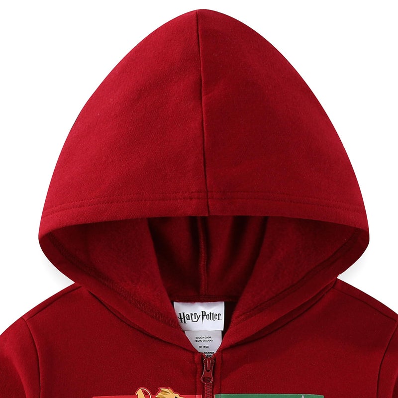 Harry Potter Hogwarts Fleece Zip Up Hoodie for Big Kids Red - Image 2