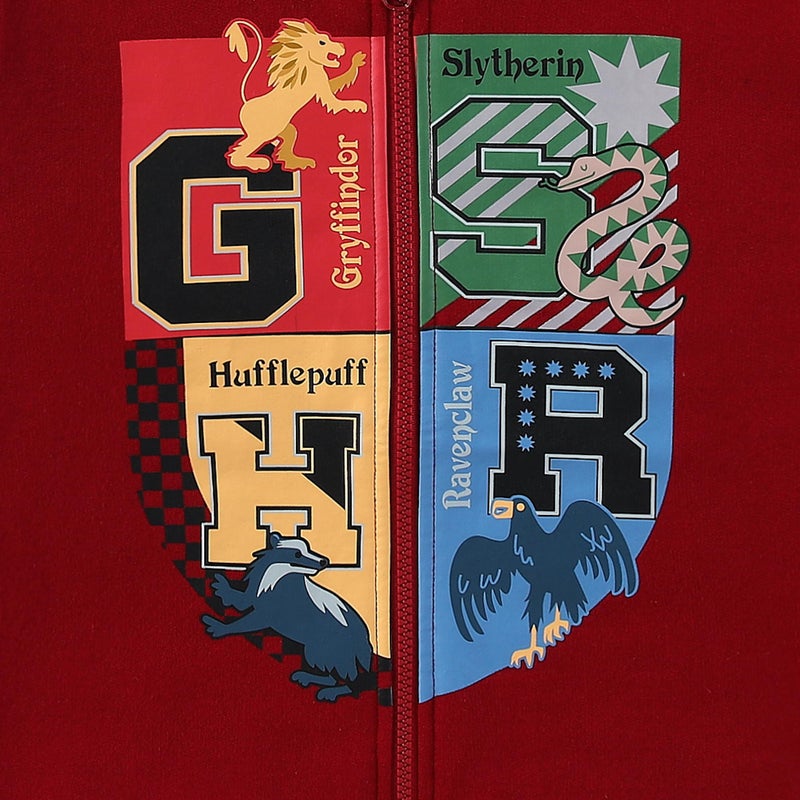 Harry Potter Hogwarts Fleece Zip Up Hoodie for Big Kids Red - Image 3