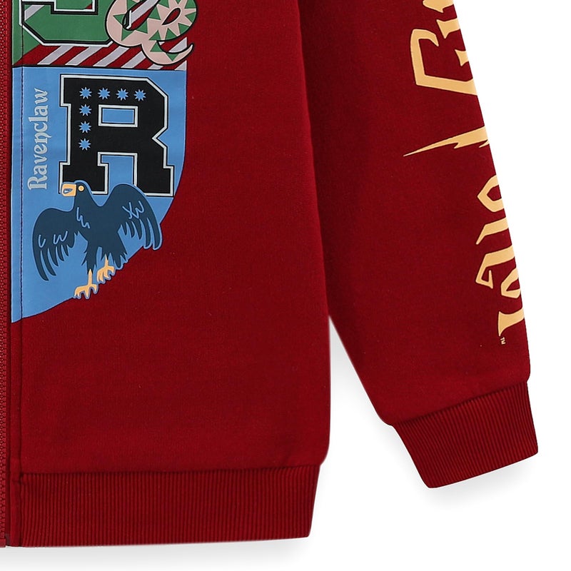 Harry Potter Hogwarts Fleece Zip Up Hoodie for Big Kids Red - Image 5