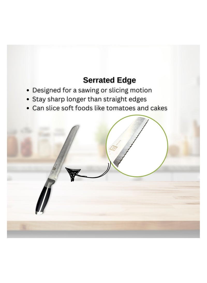 Cake & Bread Serrated Knife Stainless Steel with Metal Handle-33cm - Image 3