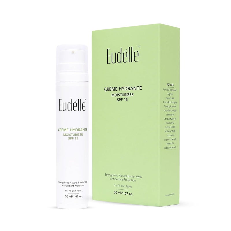 Eudelle Crme Hydrant Moisturizer Lotion with spf 15  complex of amino acids and ceramides with niacinamide for all day hydration with collagen boosting  reducing wrinkels moisturizer for indoor - Image 1
