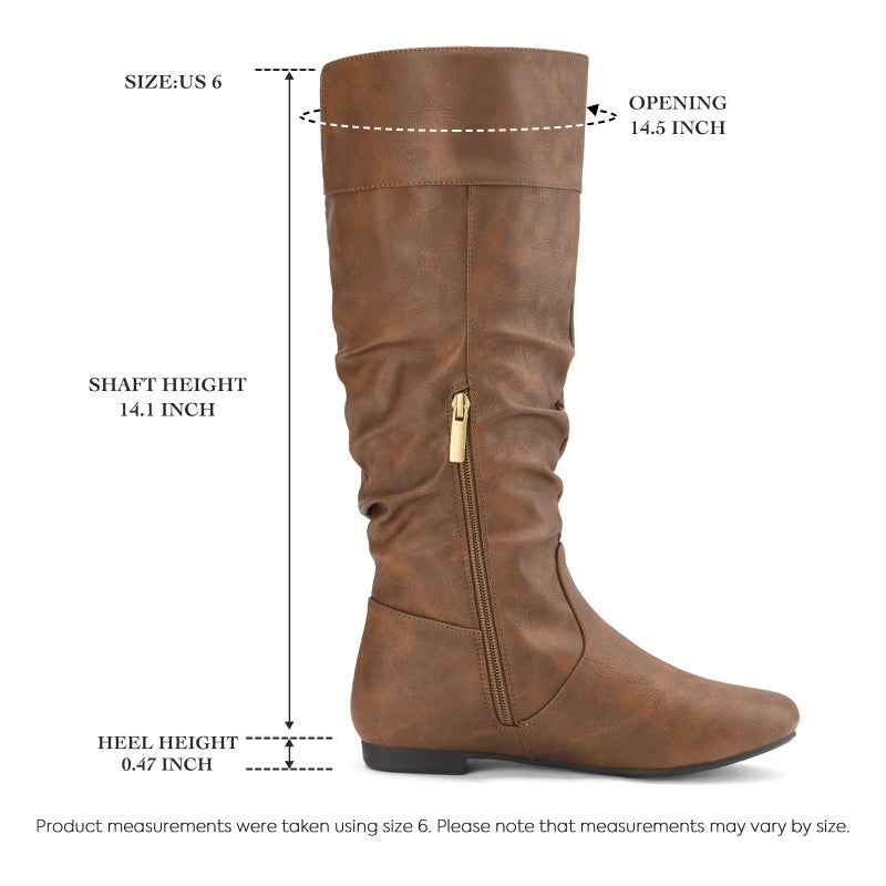 Rollda SUEDI Women's Slouchy Knee High Boots Pull On Flat Boots Side Zipper Fall Boots for Women - Image 3