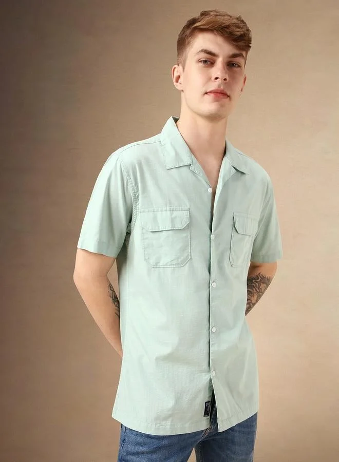 دينيس لينغو قميص قطن فضي أمريكي بقصة عادية - كلاسيكي ومريح