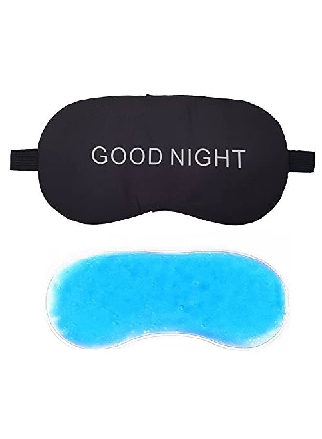 Jenna ™ Print Cute Sleeping Eye Shade Mask Cover for Insomnia Meditation Puffy Eyes and Dark Circles With Gel (Black) - Image 2