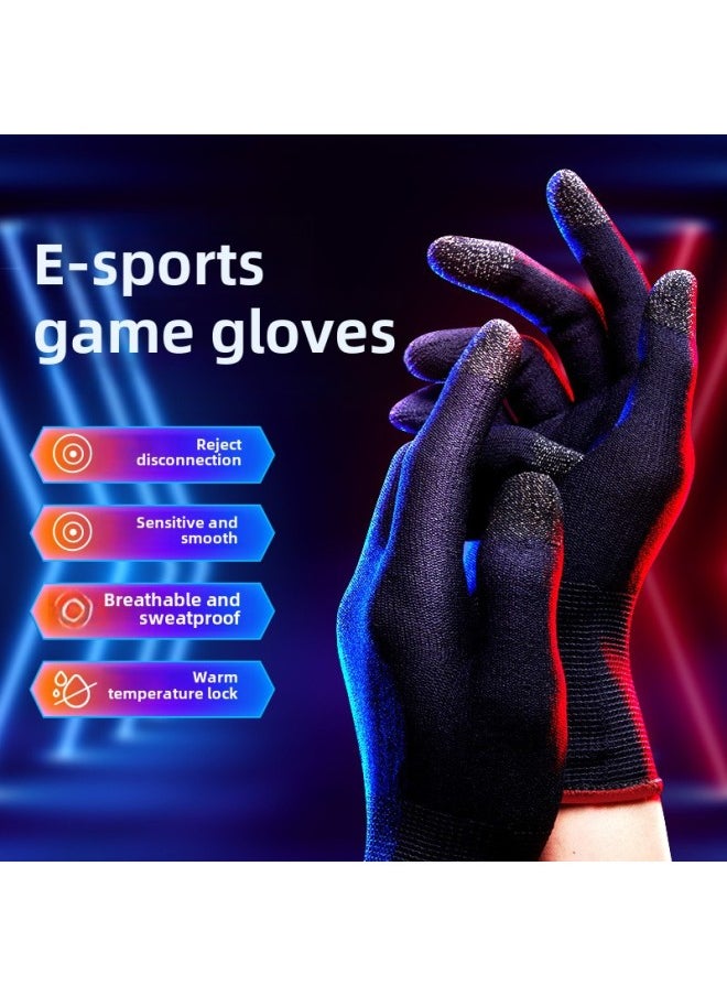 Generic Chicken-eating Gloves 24-pin Silver Fiber Hand-swimming Finger Cover Ultra-thin Sweat-proof King Glory Walking Non-slip E-Sports-Product Color:Pair Of Carbon Fiber Fingertips  - Image 2