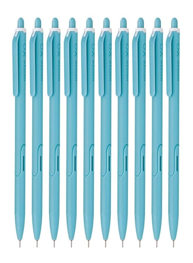Hauser XO RT Retractable Ball Pen | Sleek Body & Minimalistic Design | Matt Finish & Solid Body Type | Low Viscosity Ink With Ultra Durable Tip | Blue Ink, Set Of 10 - Image 1
