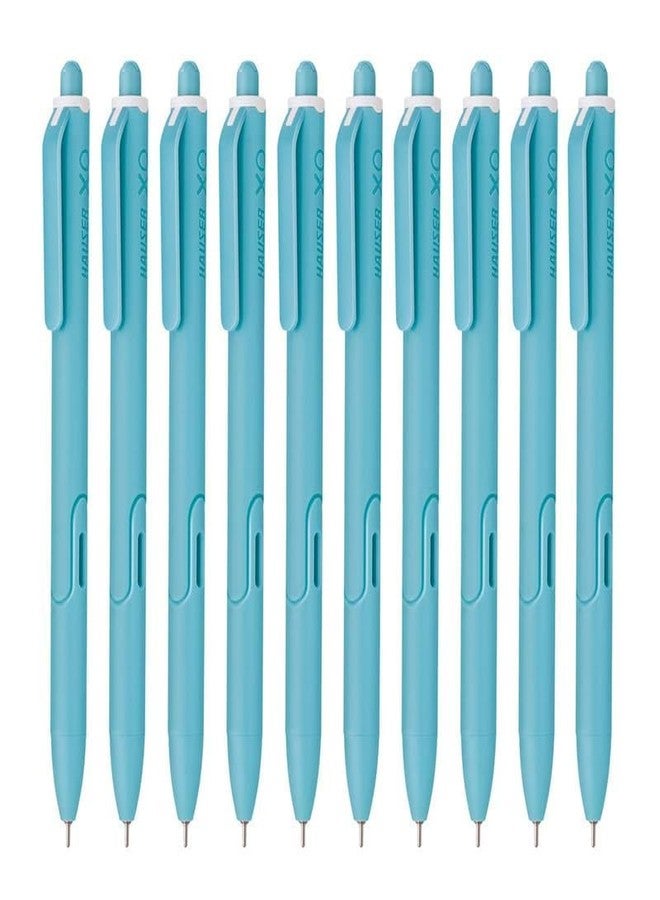 Hauser XO RT Retractable Ball Pen | Sleek Body & Minimalistic Design | Matt Finish & Solid Body Type | Low Viscosity Ink With Ultra Durable Tip | Blue Ink, Set Of 10 - Image 2