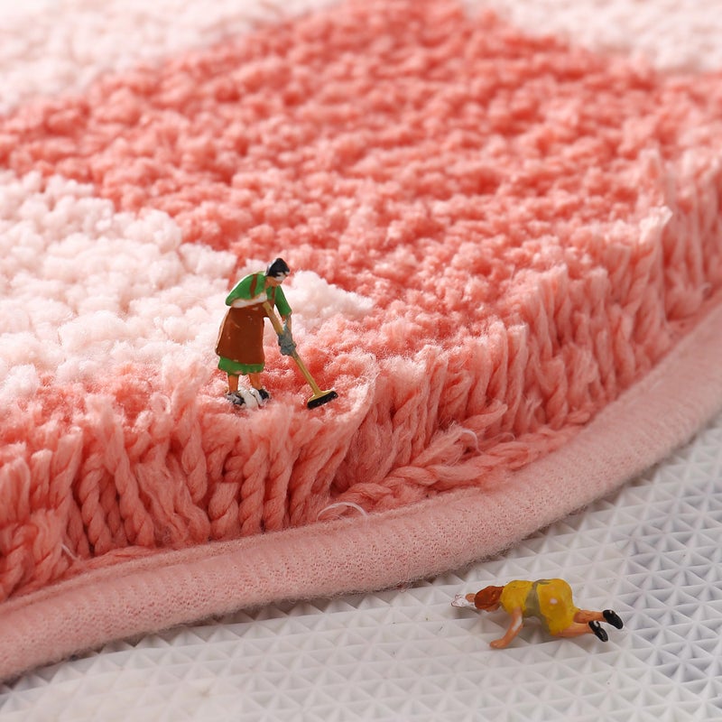 Ankah Shower Rug Bath Mat Forest Series Cartoon Design Bathroom Rug, Fluffy, Soft, Non-Slip, Durable, Absorbent Bath Rug, Irregular Plant Shaped Door Mat and Carpet, 19.7" x 31.5", Peach Blossom - Image 4