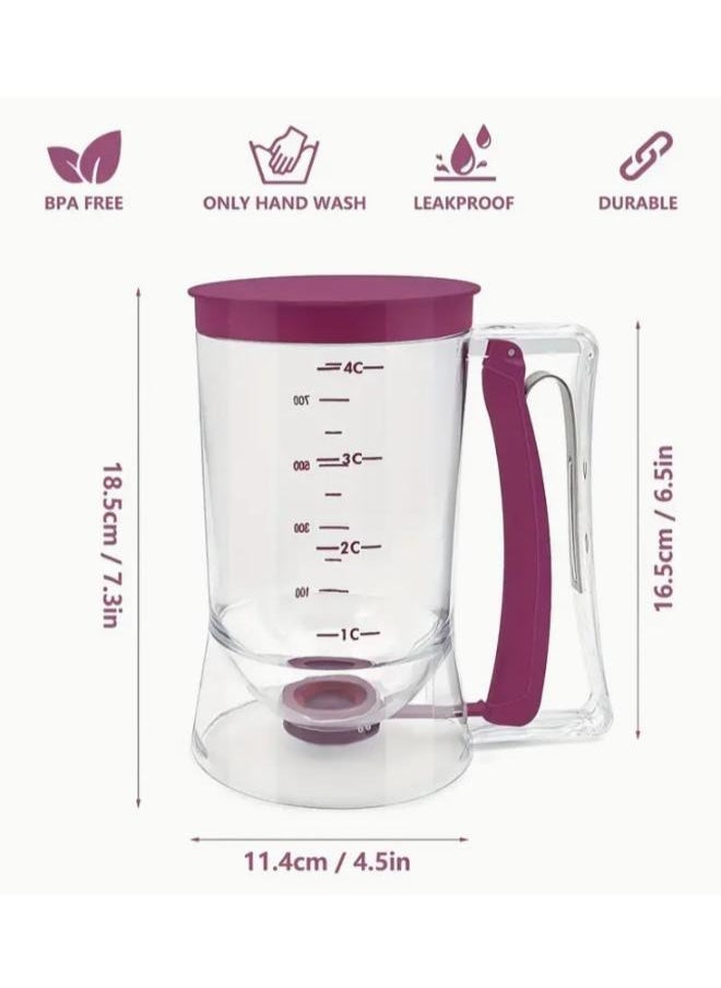 Generic - Pancake Batter Dispenser 900mL Manual Batter Dispenser Cupcake Pancake Waffle Measuring Cup Kitchen Baking Tool - Image 1