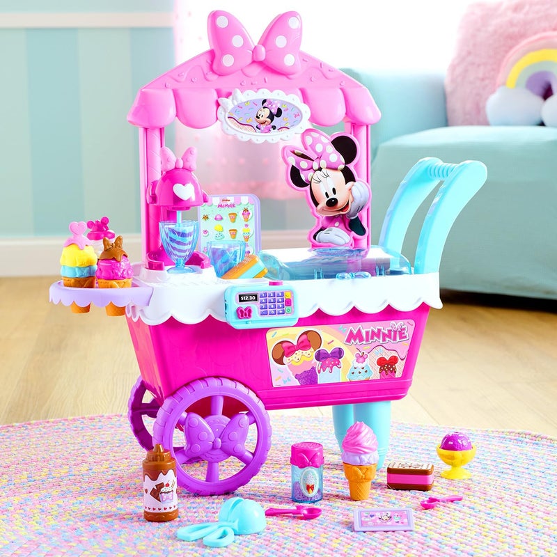 Just Play Disney Junior Minnie Mouse Sweets & Treats Ice Cream Cart with Sounds and Phrases, 40-pieces, Pretend Play, Kids Toys for Ages 2 Up by Just Play - Image 4