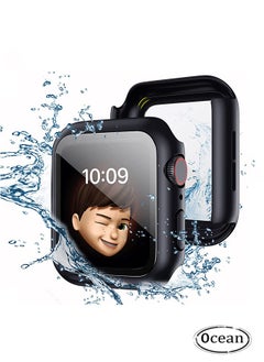 Ocean 1 Pack For Apple Watch Series 8/7 41mm All-Around Screen Protector Case, Tempered Glass Screen Protector Case Ultra Thin For iWatch 41mm Protection Cover Black  - Image 1