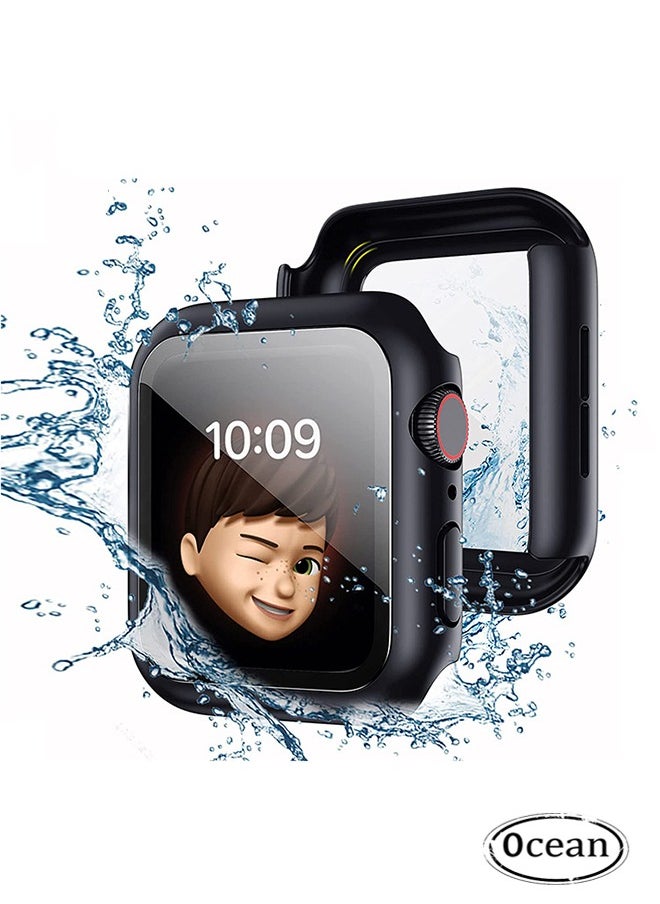 Ocean 1 Pack For Apple Watch Series 8/7 41mm All-Around Screen Protector Case, Tempered Glass Screen Protector Case Ultra Thin For iWatch 41mm Protection Cover Black  - Image 1