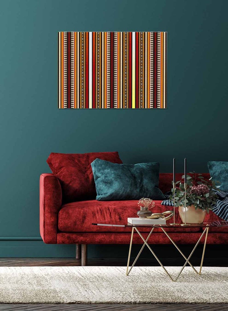 لوحة كانفاس على إطار خشبي، تصميم سدو عربي بمنظر أفقي، للمنزل، غرفة المعيشة، المكتب، الديكور - Image 2