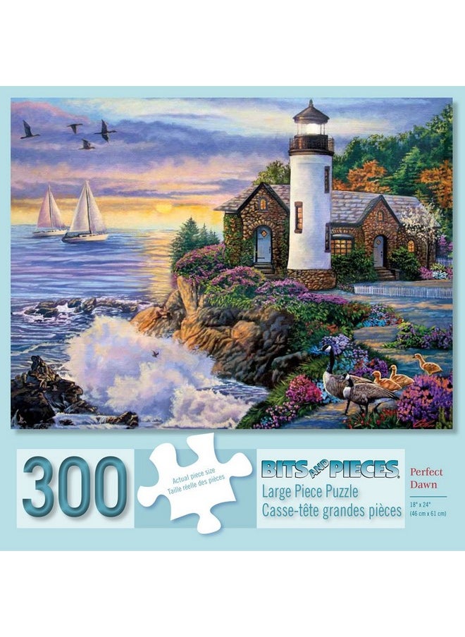 Bits and Pieces 300 Piece Jigsaw Puzzle For Adults ‘Perfect Dawn’ 300 Pc Large Piece Ocean Sunrise Jigsaw By Artist Laura Glen Lawson 18" X 24"  - Image 3