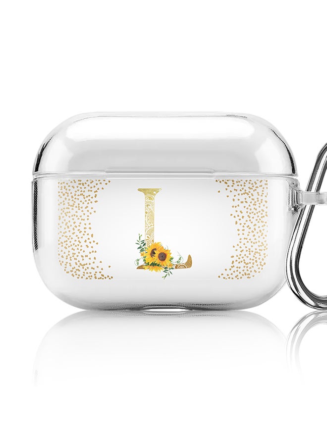Stylizedd Classic Clear printed Case for Apple Airpods Pro Soft TPU Gel Thin Transparent Flexible Cover - Custom Monogram Initial Letter Mandala Floral Pattern Alphabet - L (Clear ) - Image 1