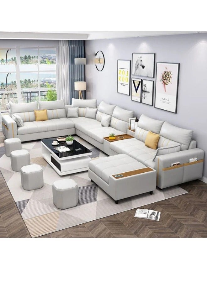 KUSTOMDECO Victoria 7-Seater Leather L-Shape Corner Sofa - Customizable Sectional Sofa for Living Room, Premium Upholstery, L-Shape Design  - Image 1