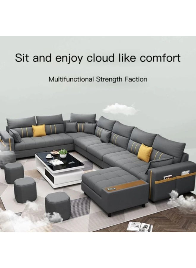 KUSTOMDECO Victoria 7-Seater Leather L-Shape Corner Sofa - Customizable Sectional Sofa for Living Room, Premium Upholstery, L-Shape Design  - Image 3