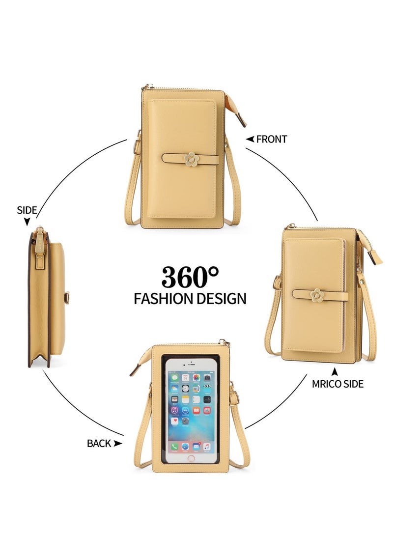 Excefore Large Touch Screen Crossbody Phone Bags for Women Leather Cross Body Bag Mobile Phone Purse Mini Shoulder Bags Ladies Handbags with 8 Credit Card Slots - Image 4