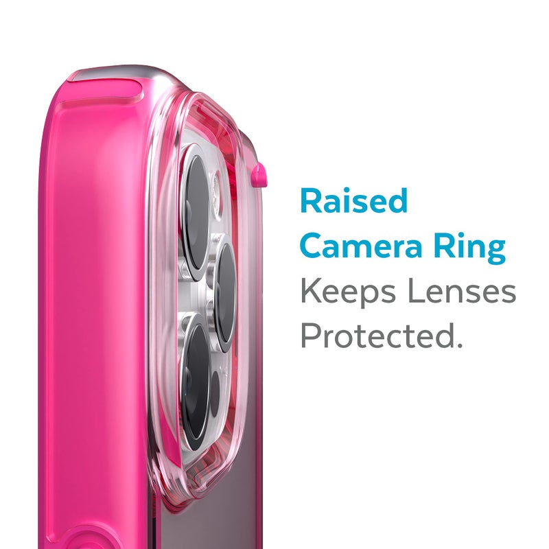 Speck MagSafe Case for iPhone 13 Pro - Drop & Camera Protection, Clear Phone Case, Wireless Charging Compatible - Pink Tint/Neon Berry - Image 3